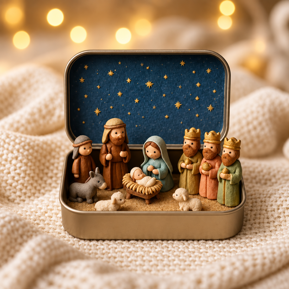 ✝️Religious Pocket-Size Mini Nativity Scene Set with Storage Box