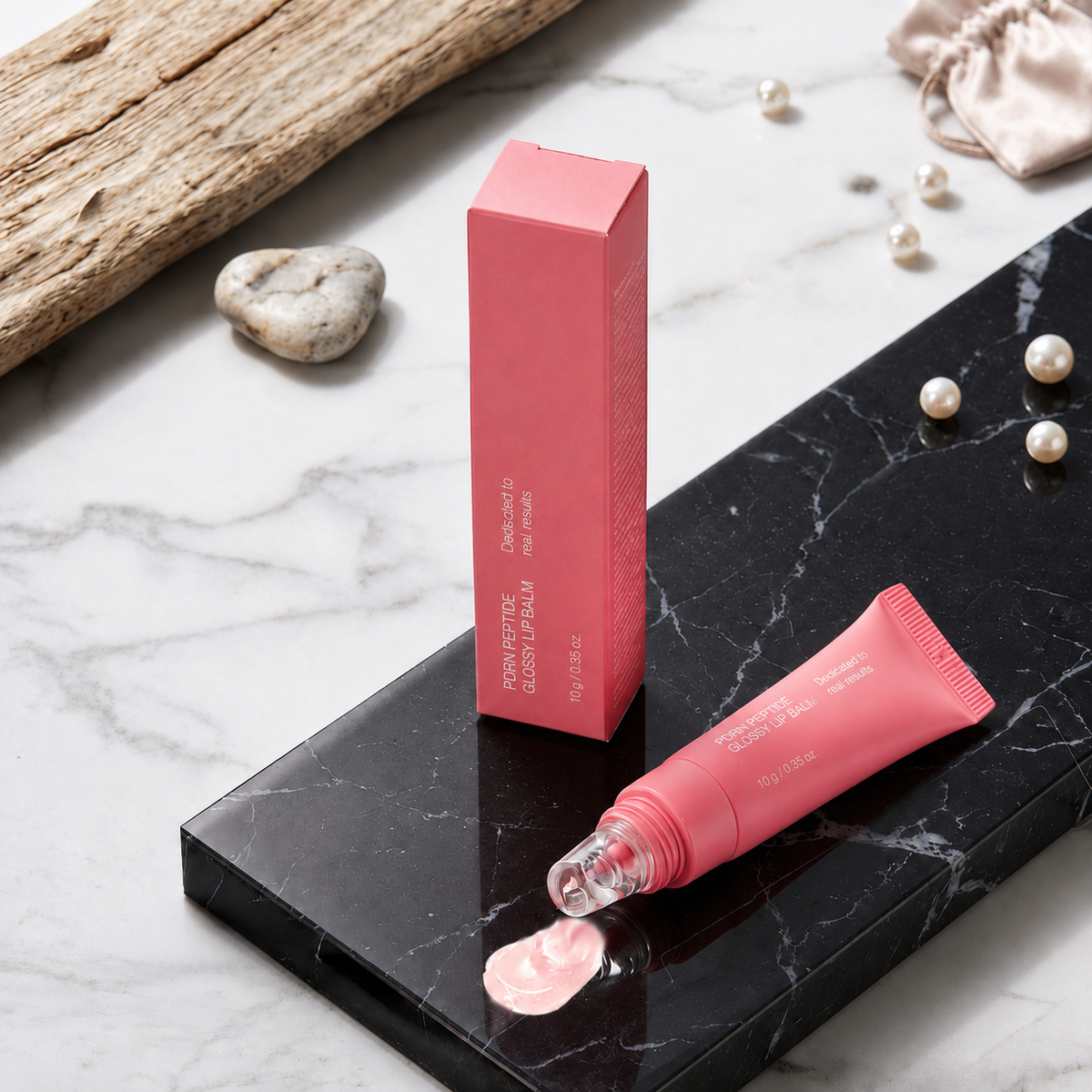 Trovehand glossy lip balm with applicator and packaging