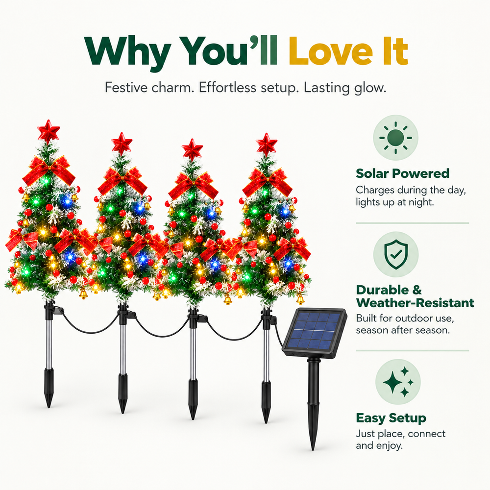 Solar Christmas tree set with solar charging and outdoor setup features