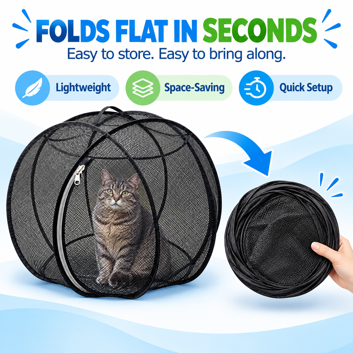 🐱🌿 Achandise Cat Haven™ – Pop-Up Mesh Playpen