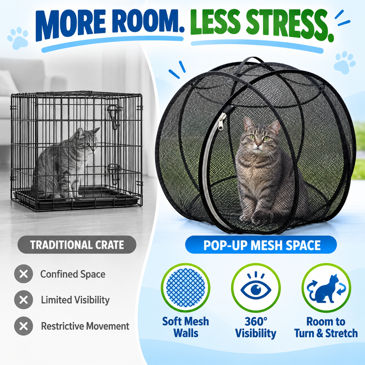 🐱🌿 Achandise Cat Haven™ – Pop-Up Mesh Playpen
