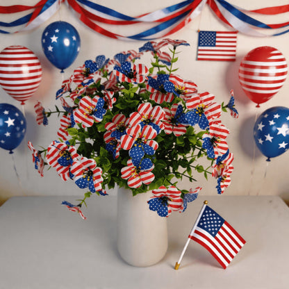 🔥4th of July Hot Sale 50% Off🔥Patriotic Red White Blue Artificial Flowers💐