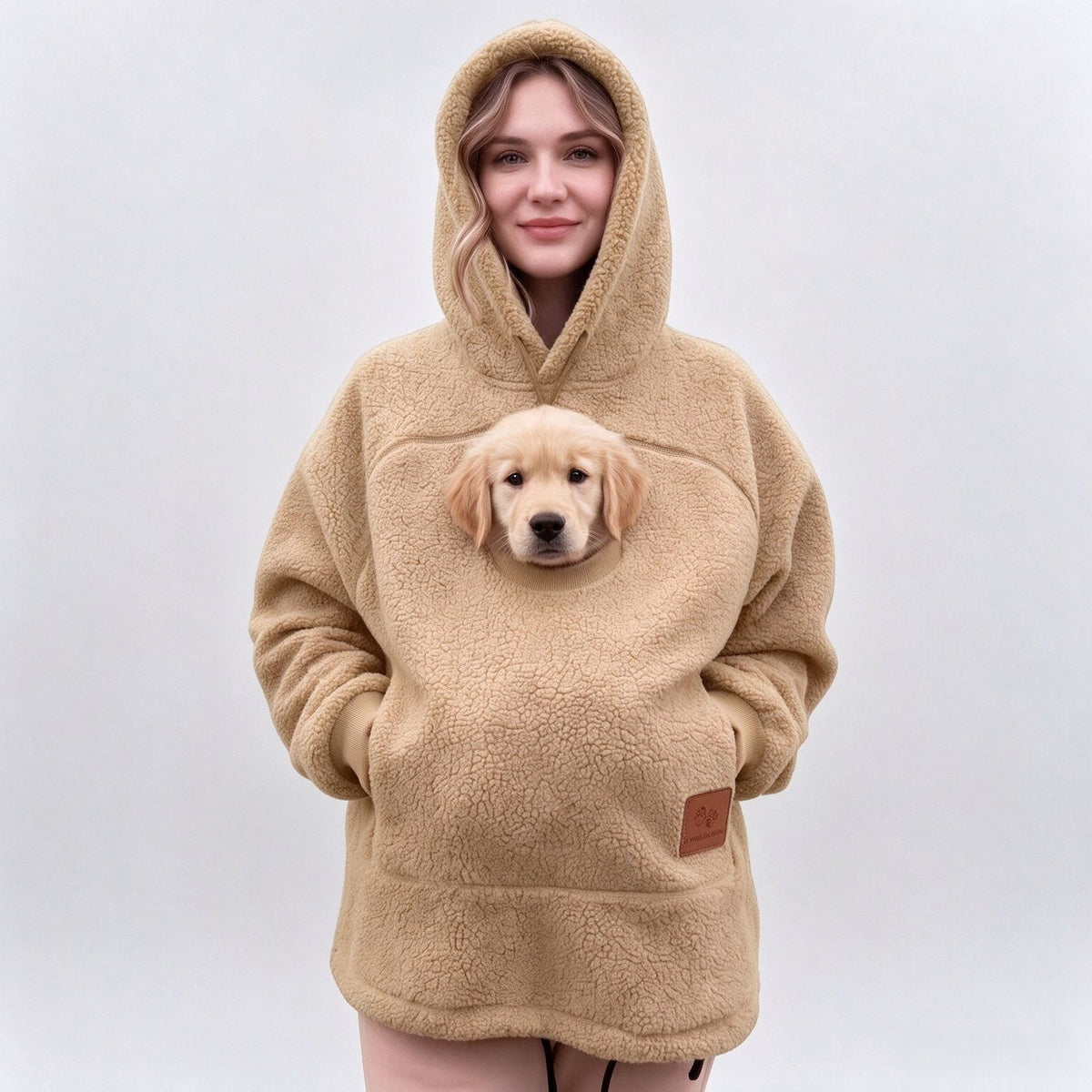 Sherpa Pet Carrier Hoodie – Cozy Cuddle Hoodie with Built-In Pet Pouch