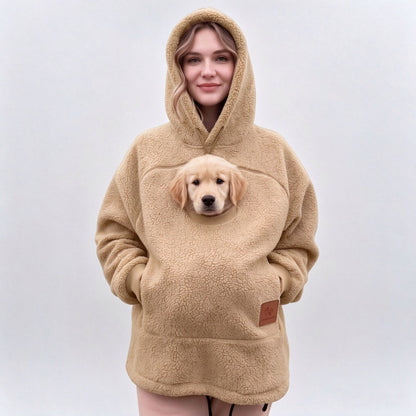 Sherpa Pet Carrier Hoodie – Cozy Cuddle Hoodie with Built-In Pet Pouch