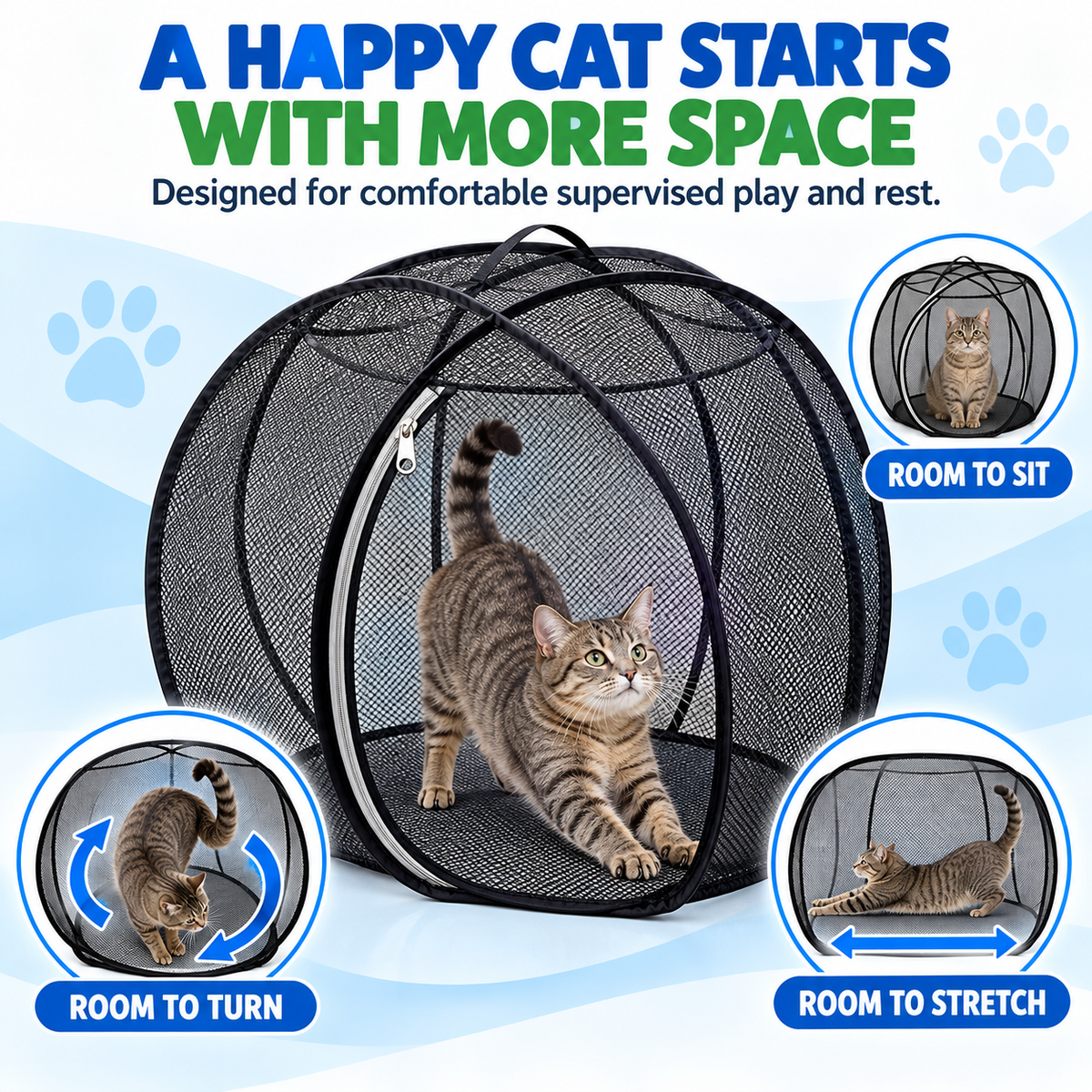 🐱🌿 Achandise Cat Haven™ – Pop-Up Mesh Playpen