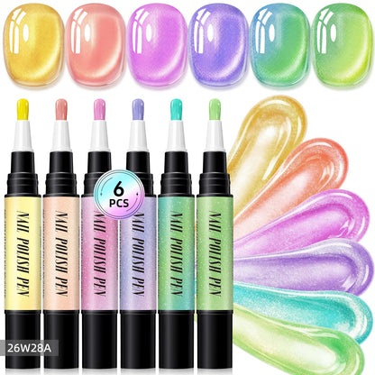 💅 6PCS One-Step Gel Nail Art Pen Set – Salon Beauty at Home