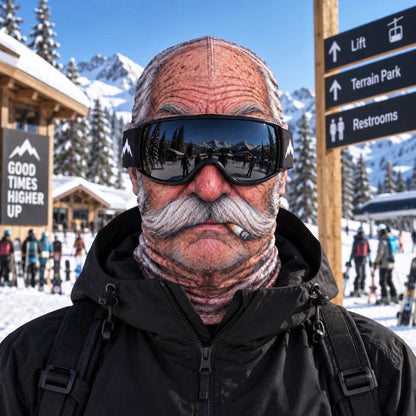 😂 Funny Old Man Ski Mask – Realistic Winter Balaclava for Skiing, Snowboarding & Gag Gifts
