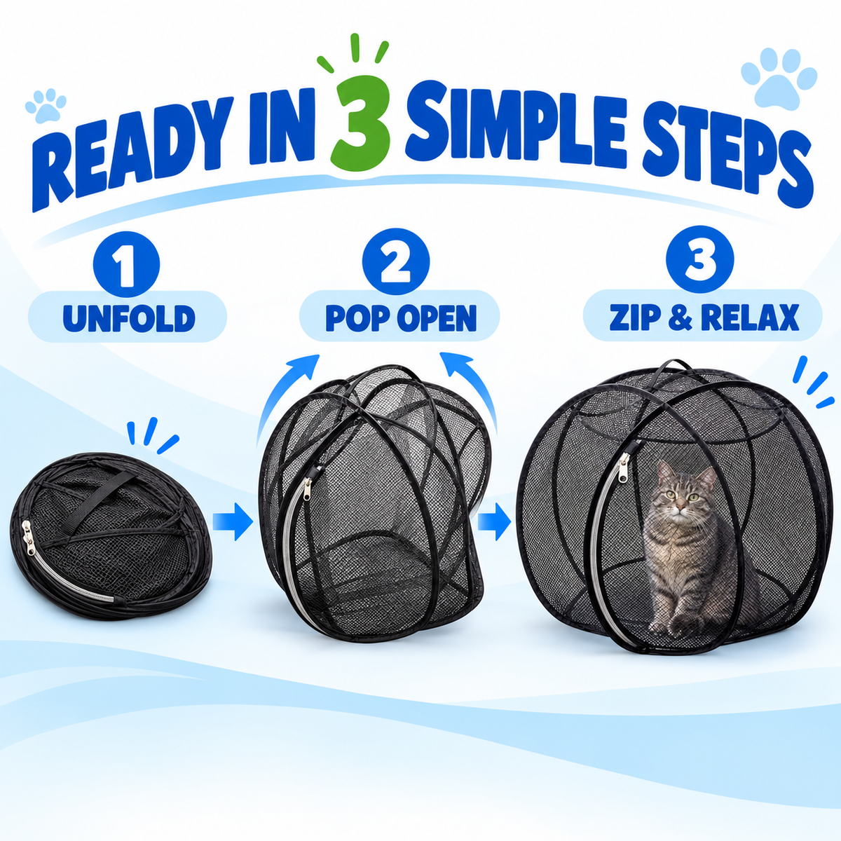 🐱🌿 Achandise Cat Haven™ – Pop-Up Mesh Playpen
