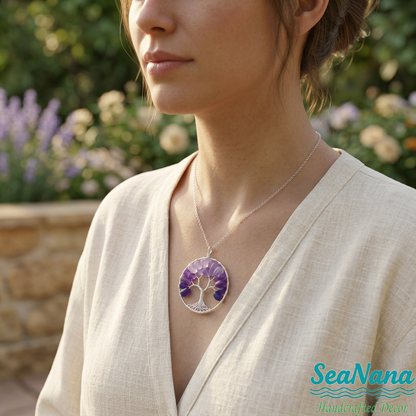 🌳Handmade Tree of Life Sea Glass Necklace
