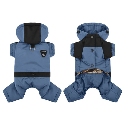 Dog Winter Snowsuit — Graphene Thermal Lining, Full Four-Leg Coverage, Hooded, Water-Resistant