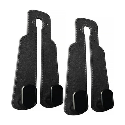 4PCS Faux Leather Car Headrest Hooks: Double-Hook Organizer for Bags & Essentials