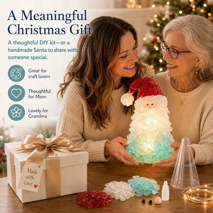 🔥Last Day 49% OFF – 🎅 Beginner-Friendly DIY Lighted Sea Glass Santa Christmas Decor Kit