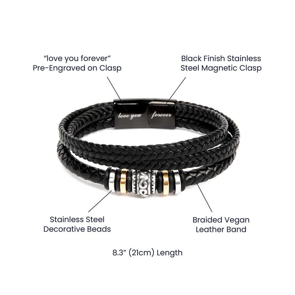 To My Grandson Bracelet | Braided Leather Bracelet Gift Set - IV585V