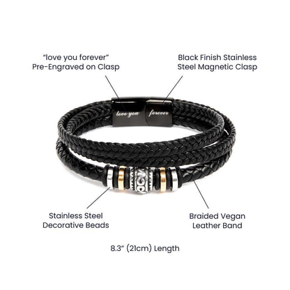 To My Grandson Bracelet | Braided Leather Bracelet Gift Set - IV585V