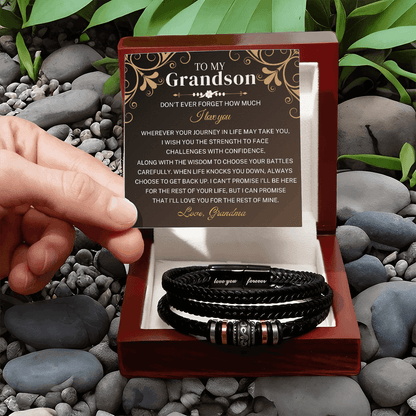 To My Grandson Bracelet - Wherever Your Journey - Braided IV519B