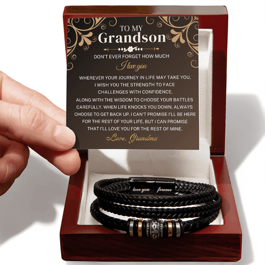 To My Grandson Bracelet - Wherever Your Journey - Braided IV519B