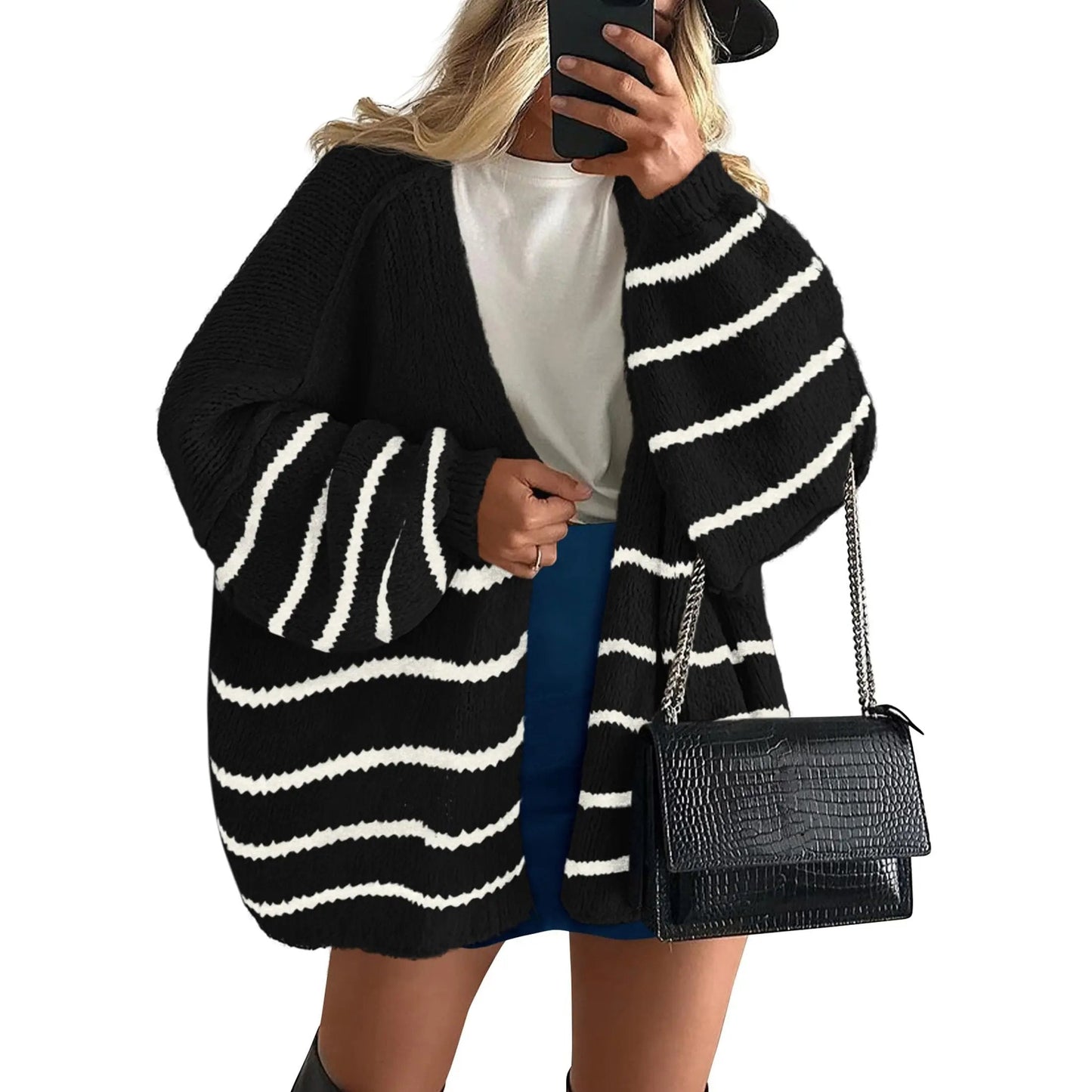 Women's Oversized Cardigan Sweater Fall Long Lantern Sleeve Knit Open Front Lightweight Sweater Knitwear Tops