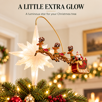 Santa’s Sleigh Animated Christmas Tree Topper