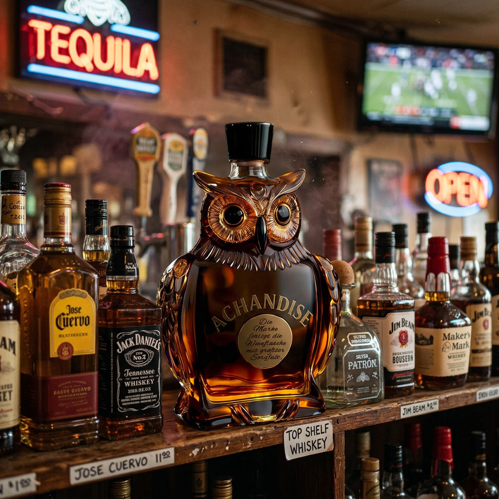Achandise™ Owl Whiskey Decanter 350 ml ——Unique Glass Bottle for Whiskey, Wine & Liquor