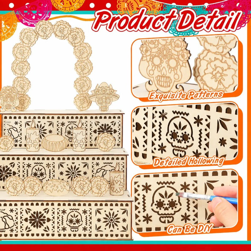 Laser-cut hollow details on wooden altar panels
