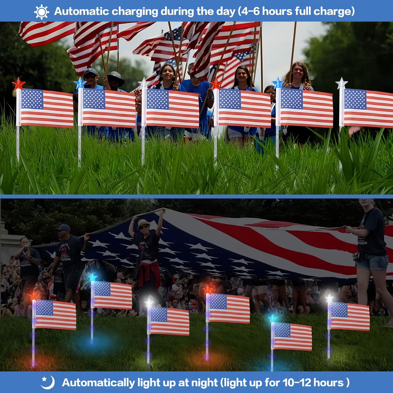🔥Independence Day Promotion🦅Waterproof Solar 8-Piece Flag Light Set