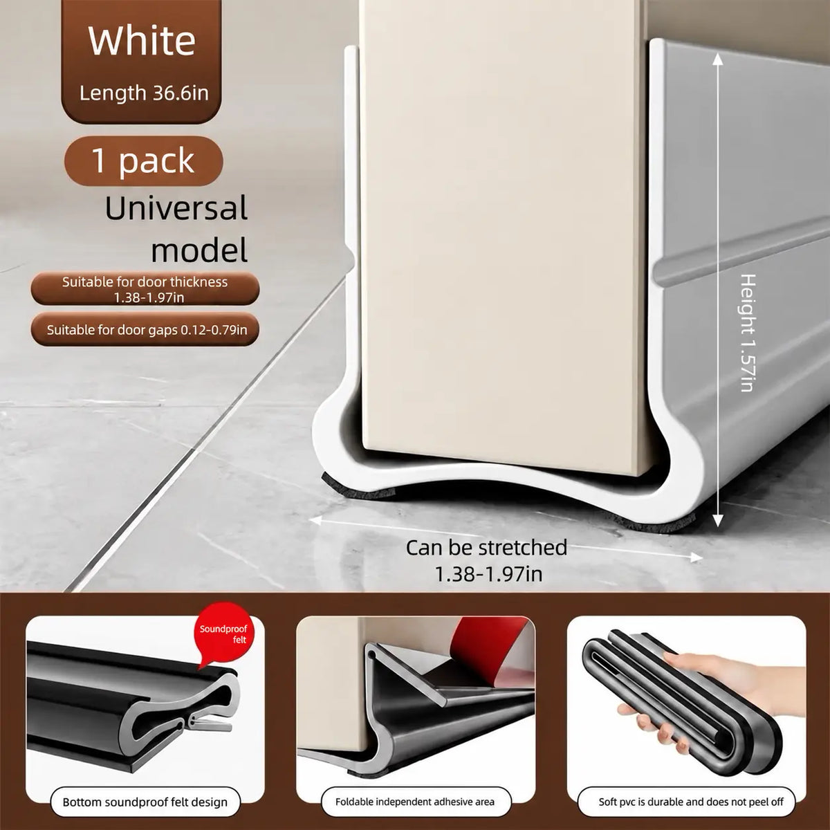 Triple Seal Under-Door Draft Stopper – Self-Adhesive PVC Weather Strip