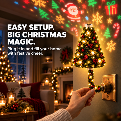 🎄 Plug-In Christmas Tree Projection Night Light – Instant Holiday Room Decor