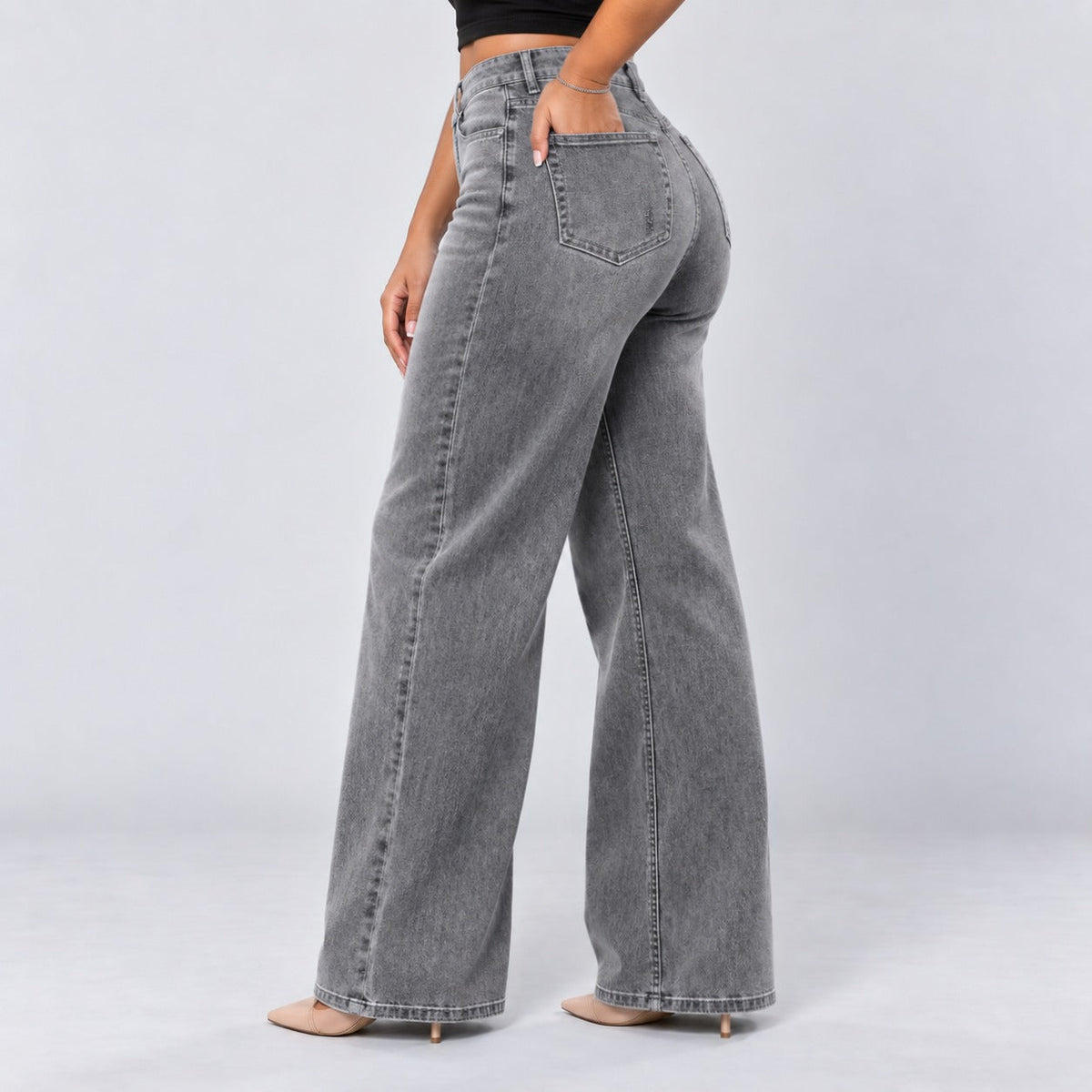 Gray | Back three-quarter, hand in pocket