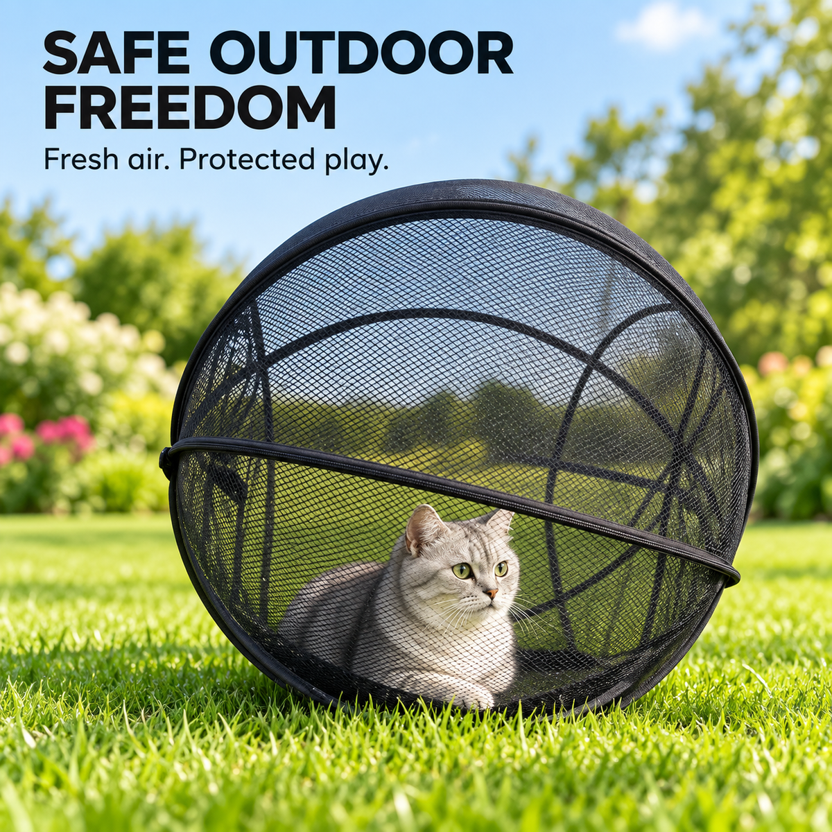🐱🌿 Achandise Cat Haven™ – Pop-Up Mesh Playpen