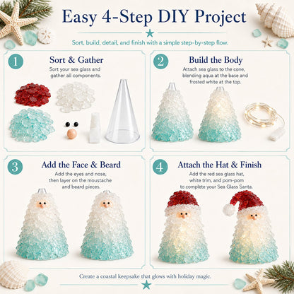 🔥Last Day 49% OFF – 🎅 Beginner-Friendly DIY Lighted Sea Glass Santa Christmas Decor Kit