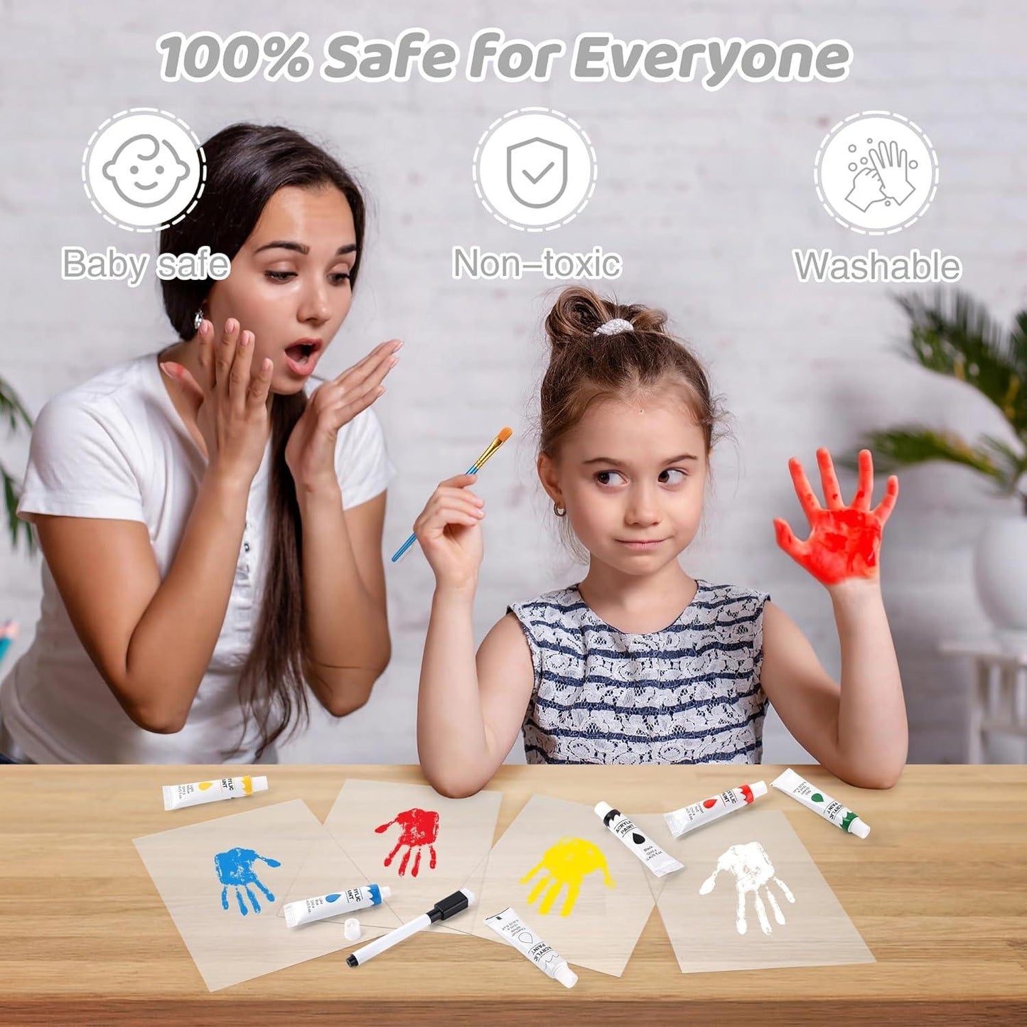 🎁Last Day 50% OFF🔥Wooden Transparent Handprint Frame Set, DIY Family Memorial Gift Kit