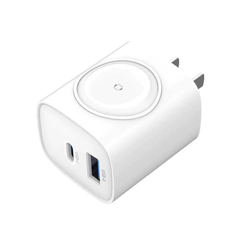 3-in-1 Magnetic Wireless Cordless PD USB-C Wall Charger Block - 20W Fast Charging