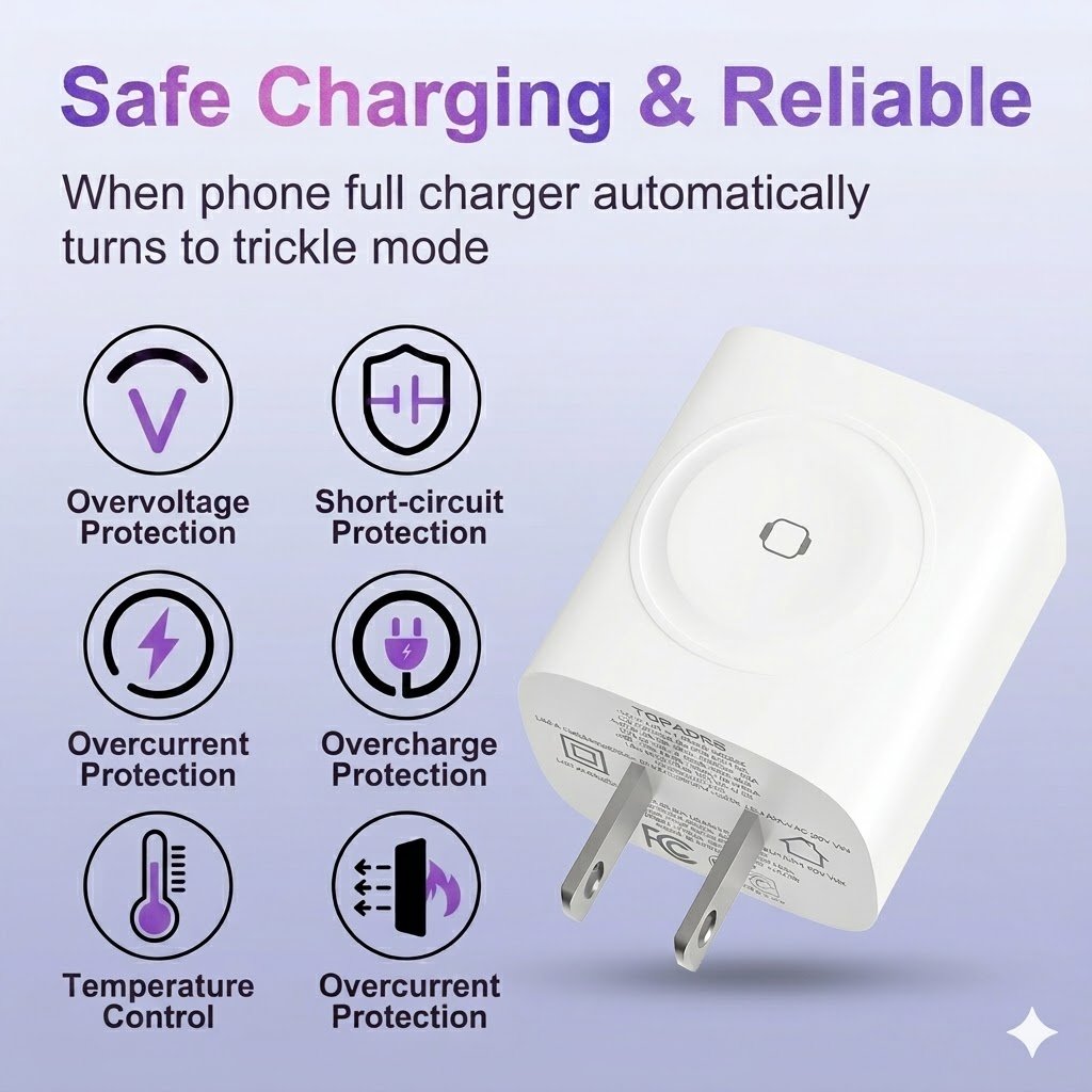 3-in-1 Magnetic Wireless Cordless PD USB-C Wall Charger Block - 20W Fast Charging
