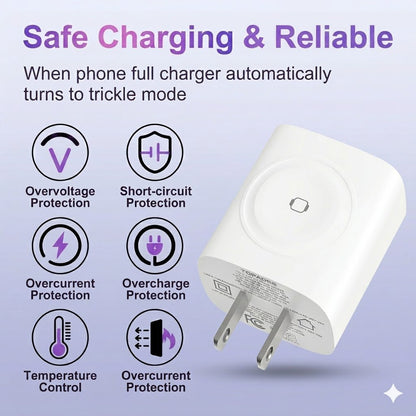 3-in-1 Magnetic Wireless Cordless PD USB-C Wall Charger Block - 20W Fast Charging