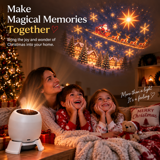 Christmas projection night light creating a festive room