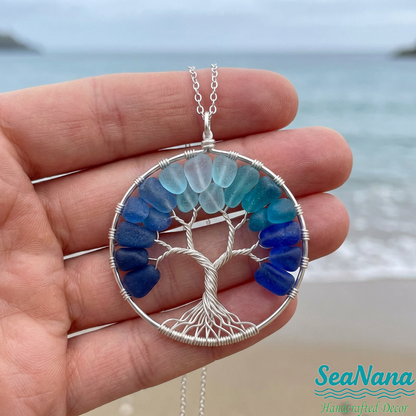 🌳Handmade Tree of Life Sea Glass Necklace