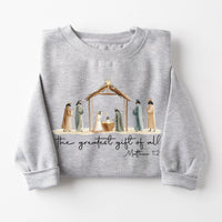 Greatest Gift Nativity Sweatshirt - Heather Grey