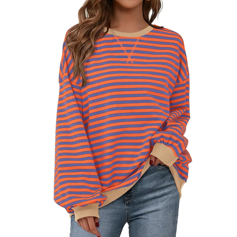 💗Women's Striped Hoodie Sweatshirt with Long Lantern Sleeves