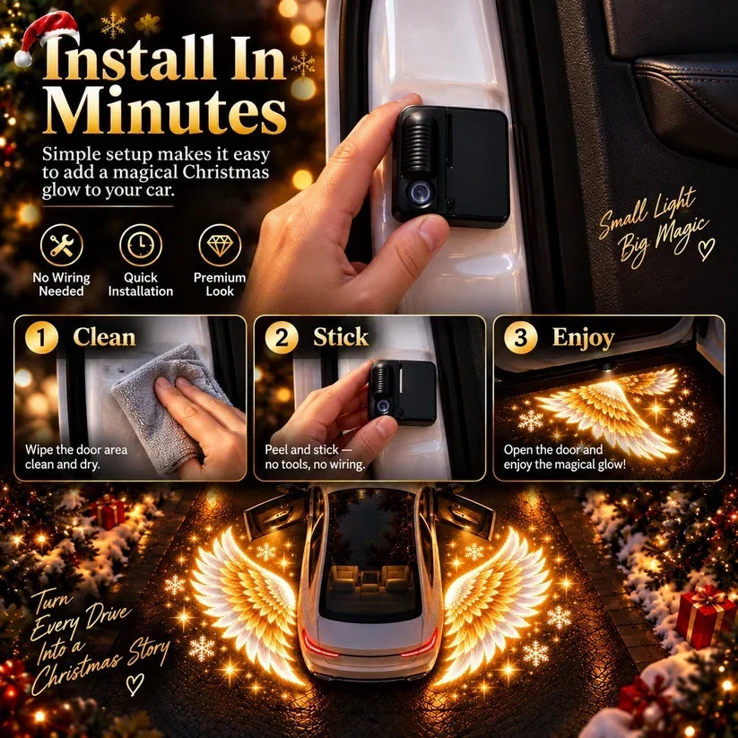 🎄 BUY 1 GET 1 FREE 🎁 Guardian Wings™ – Christmas Angel Wing Car Door Projector Lights (2-Pack) ✨