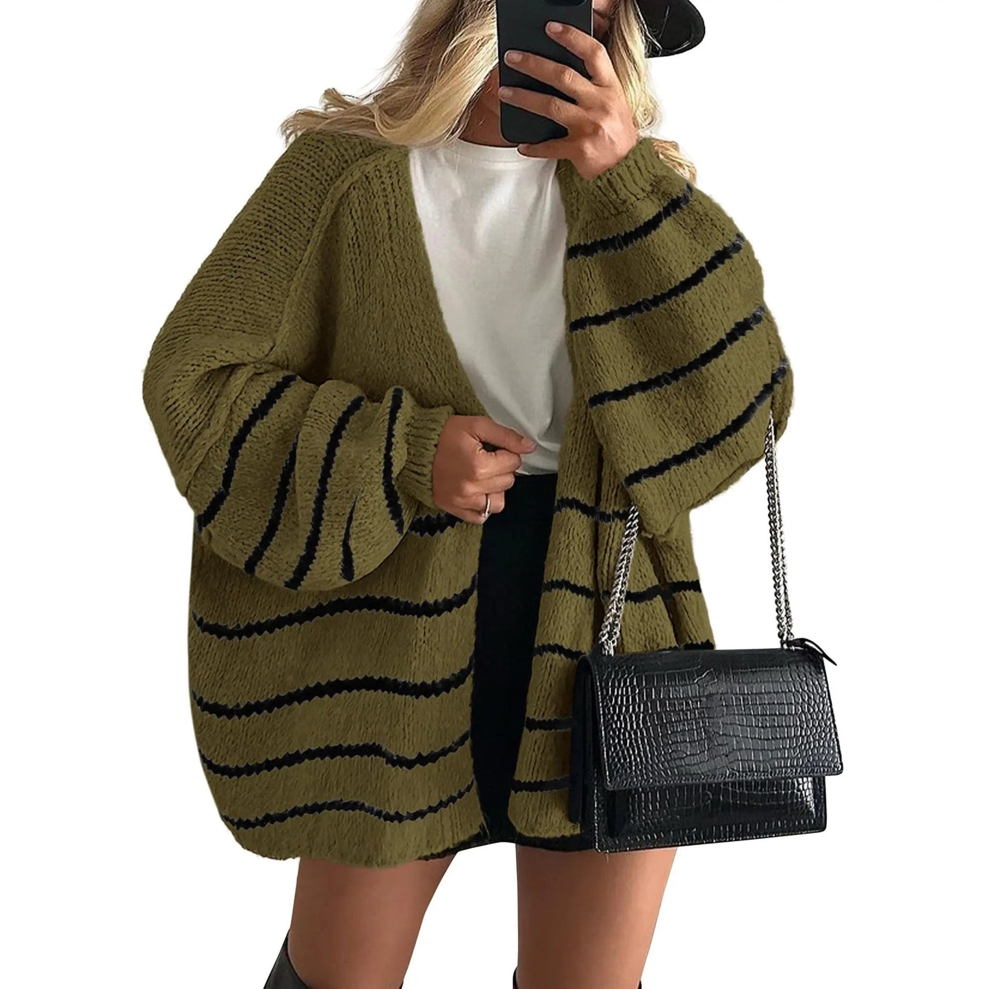 Women's Oversized Cardigan Sweater Fall Long Lantern Sleeve Knit Open Front Lightweight Sweater Knitwear Tops