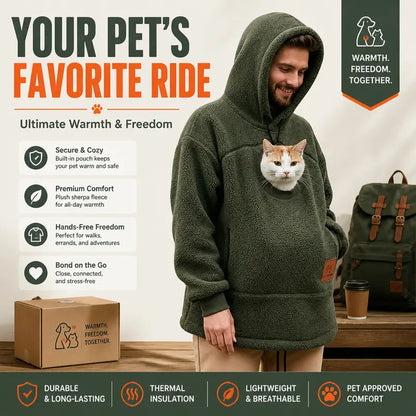 Sherpa Pet Carrier Hoodie – Cozy Cuddle Hoodie with Built-In Pet Pouch