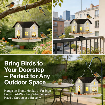 🎁 Mother’s Day 60% OFF - 🏠Solar‐Powered Hanging Bird Feeder with Glow – Sturdy Metal Hopper Design🌙🐦