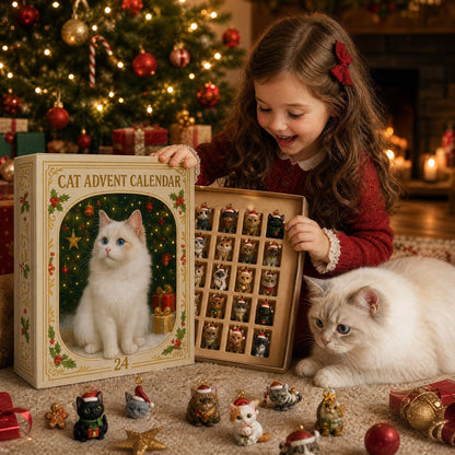 🐈🐈‍⬛2026 Cat Advent Calendar🎁 Gift for Adults Friends Cat Owners and Lovers Christmas Holiday Countdown Gift 24 Designs Cats Charm Christmas Tree Ornament