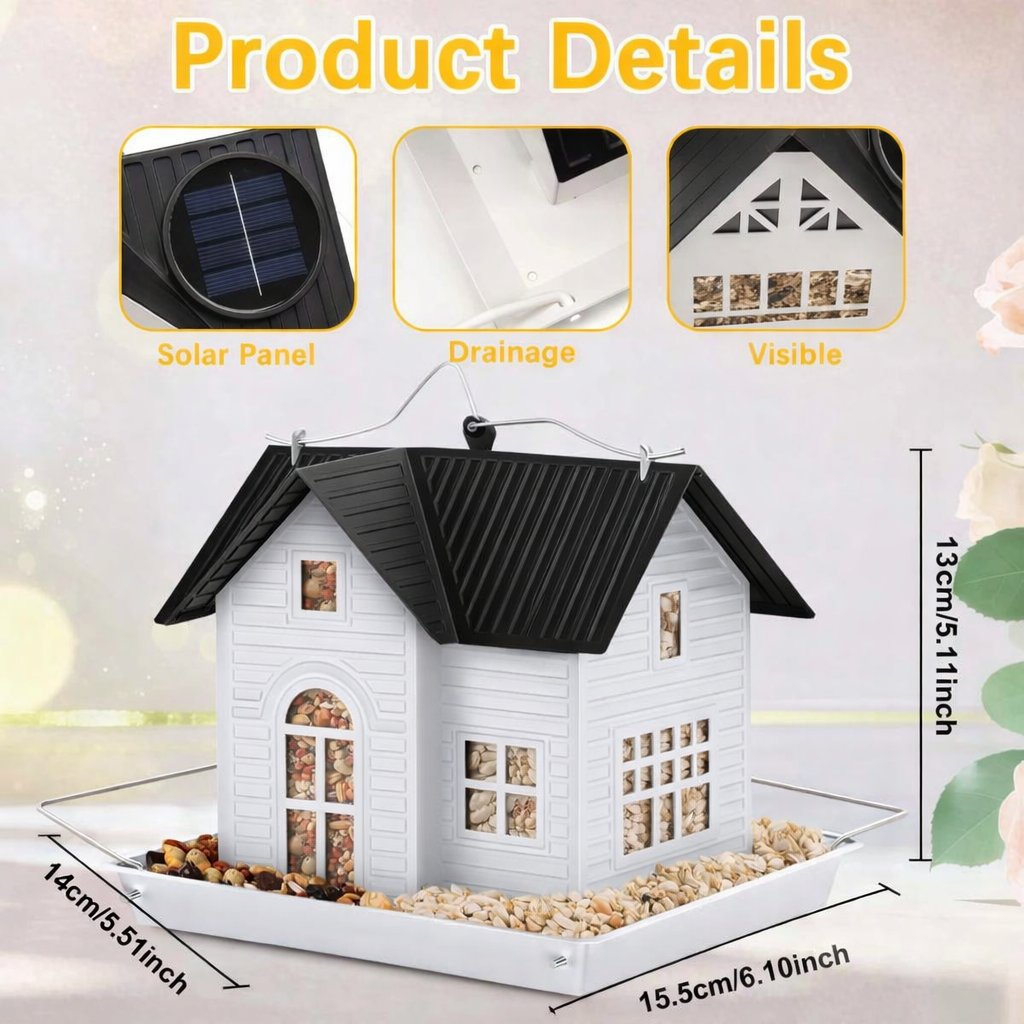 🎁 Mother’s Day 60% OFF - 🏠Solar‐Powered Hanging Bird Feeder with Glow – Sturdy Metal Hopper Design🌙🐦