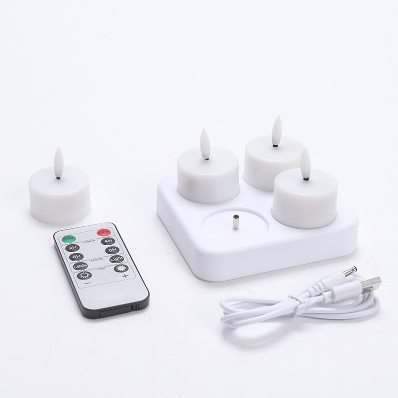 Rechargeable Flameless LED Tea Lights, Charging Station & Remote Included, Flickering Fake Candles, Safe No Flame Candle for Home, Wedding, Festival & Emergency Lighting