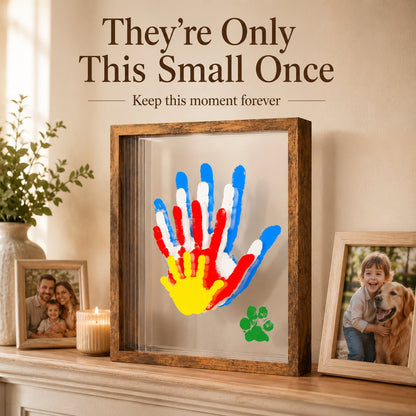 🎁Last Day 50% OFF🔥Wooden Transparent Handprint Frame Set, DIY Family Memorial Gift Kit