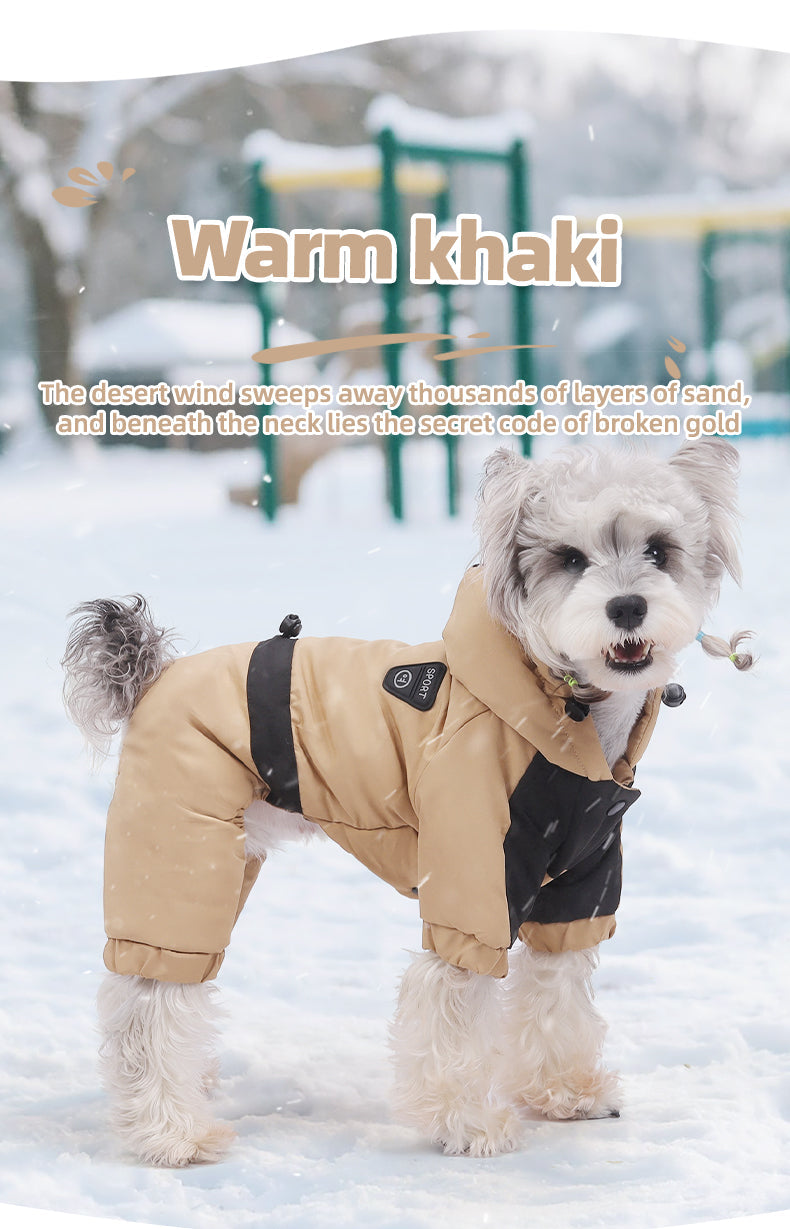 Dog Winter Snowsuit — Graphene Thermal Lining, Full Four-Leg Coverage, Hooded, Water-Resistant