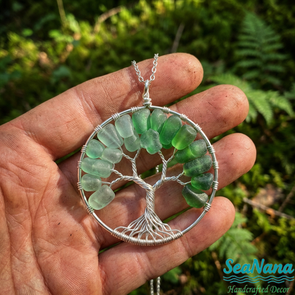 🌳Handmade Tree of Life Sea Glass Necklace