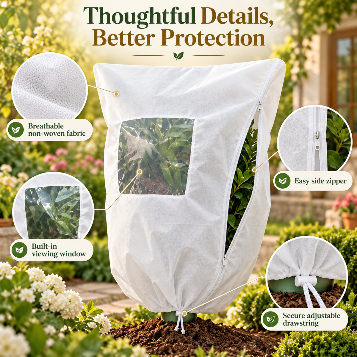 Plant Frost Cover Nonwoven Reusable Warm Shrubs Blanket