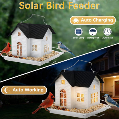🎁 Mother’s Day 60% OFF - 🏠Solar‐Powered Hanging Bird Feeder with Glow – Sturdy Metal Hopper Design🌙🐦